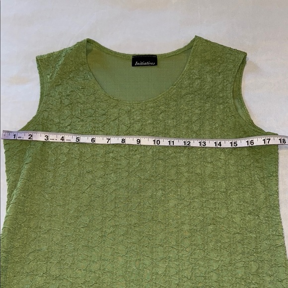 initiatives Tank Top Green Textured Sleeveless Shirt Blouse Women's Size S - Picture 6 of 8